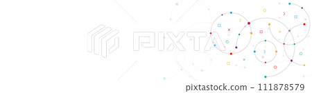 Abstract geometric background with plexus circles. Vector illustration of minimalistic design. 111878579