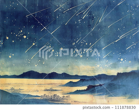 流星流星浮世繪風格插畫 111878830