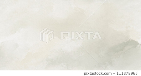 Watercolor art seamless background. Sundial and sage leaf color watercolour texture for cards, flyers, poster, banner. Brushstrokes and splashes. Painted template for design. 111878963