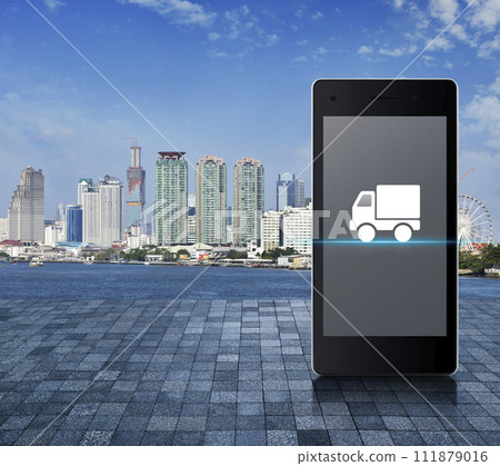 Business truck transportation online service concept 111879016
