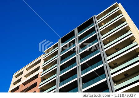 Scenery of a city lined with apartments c-2 High saturation contrast 111879327