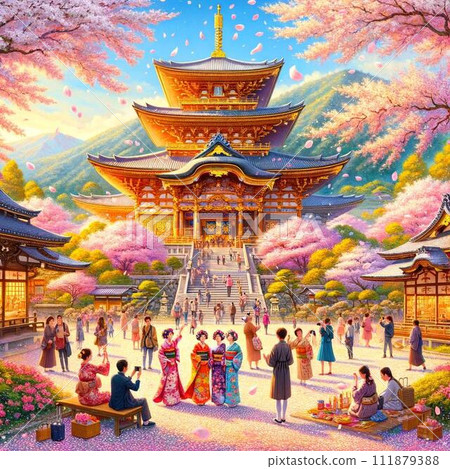 櫻花盛開的仁和寺 111879388