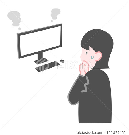 A female office worker who is troubled by a broken PC A female office worker who is troubled by a broken PC 111879431