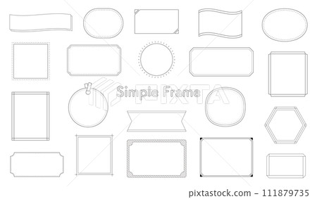簡約框架套裝裝飾裝飾框設計標題標籤標題裝飾框線條背景 111879735