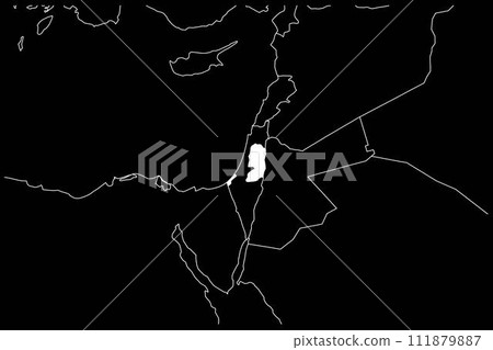 Palestine map Asia black background 111879887