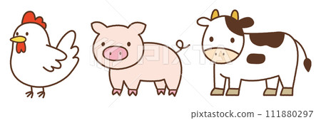 肉的圖像（雞肉、豬肉、牛肉） 111880297