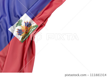 Flag of Haiti the corner on white background. Isolated. 3D Rendering 111881314