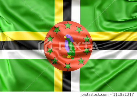 Ruffled Flag of Dominica. 3D Rendering 111881317