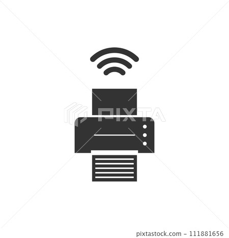 Printer with wi-fi connection icon flat Printer with wi-fi connection icon flat 111881656
