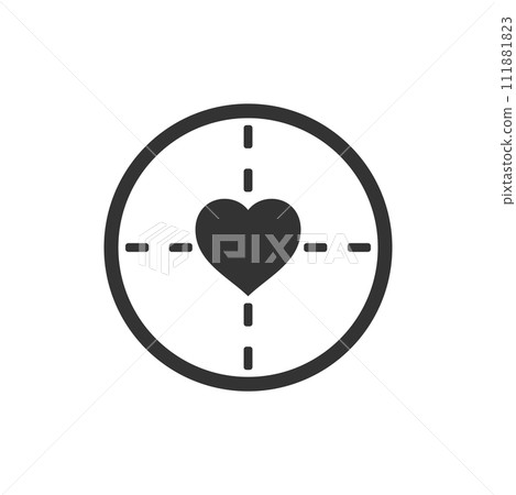 Hearth with crosshair icon flat 111881823