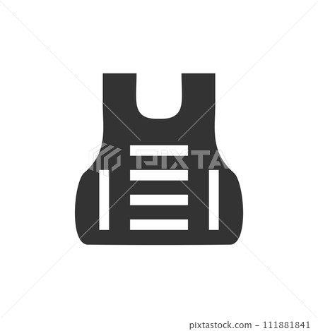 Bullet proof vest body armor suit icon flat 111881841