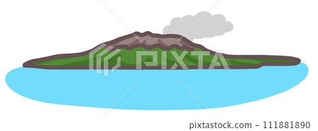 櫻島和冒煙的大海（附輪廓） 111881890