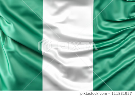 Ruffled Flag of Nigeria. 3D Rendering 111881937