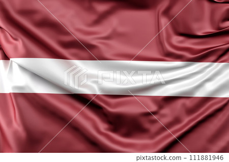 Ruffled Flag of Latvia. 3D Rendering Ruffled Flag of Latvia. 3D Rendering 111881946