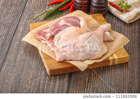 Raw duck leg ready for cooking Raw duck leg ready for cooking 111882008