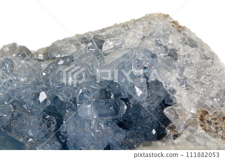Macro mineral stone Celestine in the breed a white background Macro mineral stone Celestine in the breed a white background 111882053
