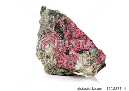 Macro stone Eudialyte mineral on white background 111882144