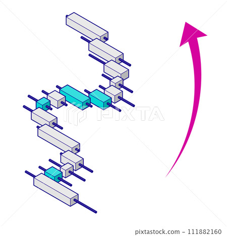 上升圖表的等距插圖。頂方法2，有主線。 111882160