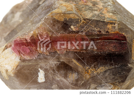 Macro tourmaline mineral stone on white background Macro tourmaline mineral stone on white background 111882206
