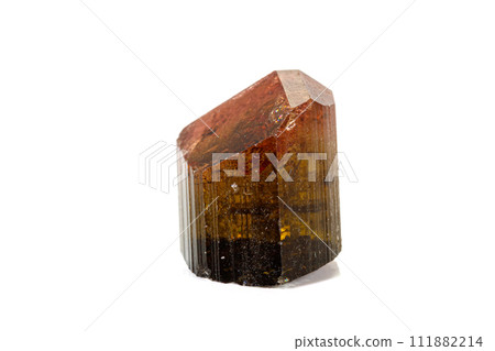 Macro tourmaline mineral stone on white background 111882214