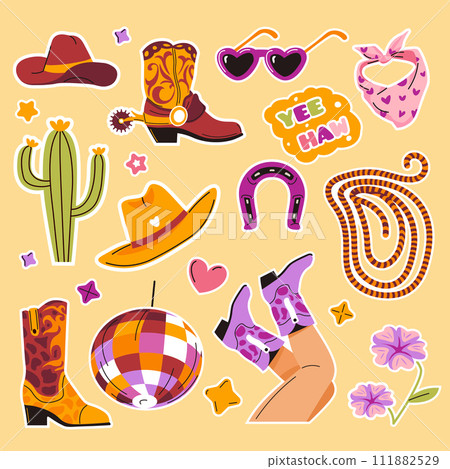 set of Wild West-themed stickers 111882529