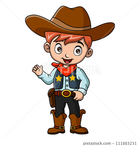 Cute cowboy cartoon on white background 111883231
