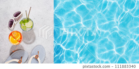 Refreshing cocktails by the pool on a sunny day Refreshing cocktails by the pool on a sunny day 111883340