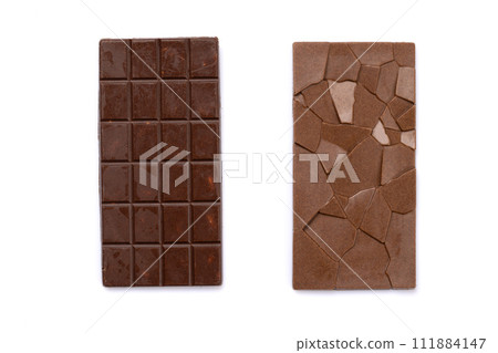 Two chocolate bars isolated on white background Two chocolate bars isolated on white background 111884147