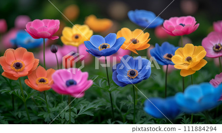 Anemone blooming garden AI generated image Anemone blooming garden AI generated image 111884294