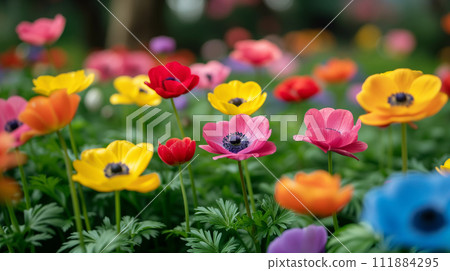 海葵盛開的花園人工智慧生成的圖像 111884295