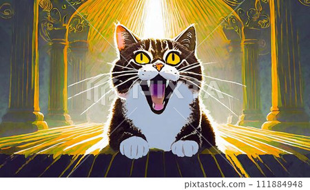 Cat with funny face (AI generated material) 111884948