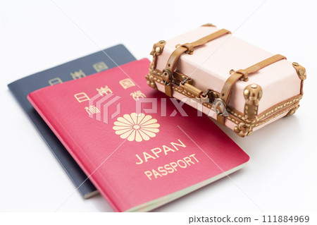 旅行行李箱和護照 111884969
