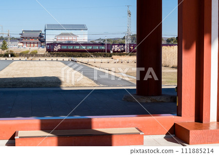 [Kintetsu Nara Line] Limited Express Aoniyoshi seen from Suzakumon 111885214