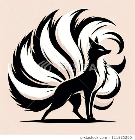 Nine-tailed fox / silhouette - Stock Illustration [111885290
