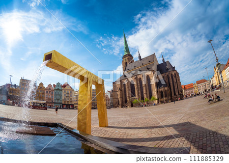 St. Bartholomew's Cathedral in the main square of Plzen. Czech Republic St. Bartholomew's Cathedral in the main square of Plzen. Czech Republic 111885329