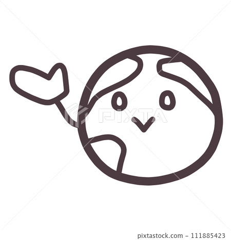 An illustration of a cutely deformed Earth character raising one hand to show something. An illustration of a cutely deformed Earth character raising one hand to show something. 111885423