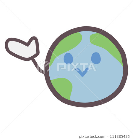An illustration of a cutely deformed Earth character raising one hand to show something. An illustration of a cutely deformed Earth character raising one hand to show something. 111885425