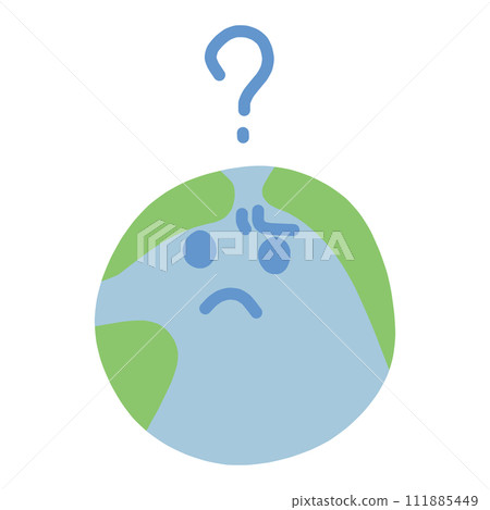 An illustration of a cutely deformed Earth character asking questions. An illustration of a cutely deformed Earth character asking questions. 111885449