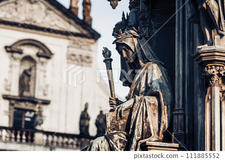 Personification of the Faculty of Arts, decoration of the statue of Charles IV. Prague, Czech Republic Personification of the Faculty of Arts, decoration of the statue of Charles IV. Prague, Czech Republic 111885552