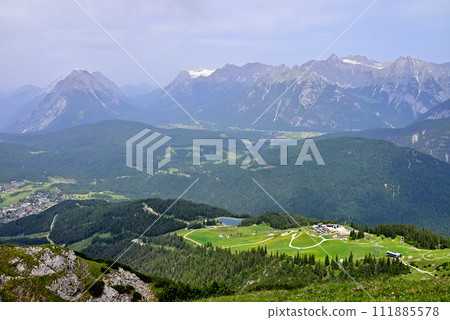 Rosshütte ski slopes and Seefeld townscape 111885578