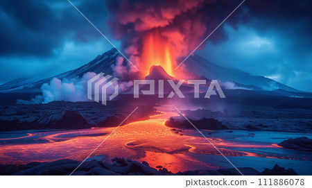 大火山爆發 AI 生成影像 大火山爆發 AI 生成影像 111886078