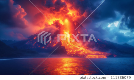 大火山爆發 AI 生成影像 大火山爆發 AI 生成影像 111886079