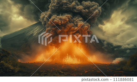 大火山爆發 AI 生成影像 大火山爆發 AI 生成影像 111886081