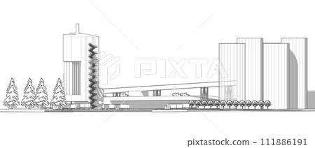 3D illustration of building project 111886191