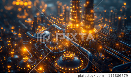 Fantastic factory night view AI-generated image Fantastic factory night view AI-generated image 111886879