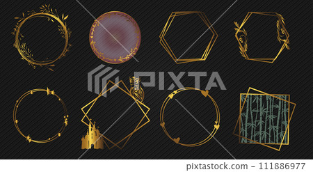 Set of vector abstract gold gradient frames 111886977