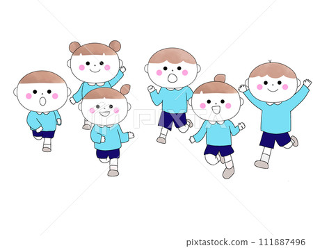 Cute children running all at once 111887496