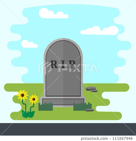 Gravestone Flat Design Vector Illustration Gravestone Flat Design Vector Illustration 111887946