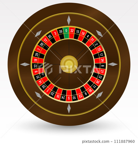 European (French) Casino Roulette Wheel Vector Illustration 111887960