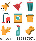 Vector set of cleaning flat icons 111887971